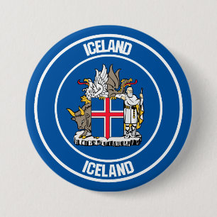 Macaron Rond 7,6 Cm Emblème rond de l'Islande
