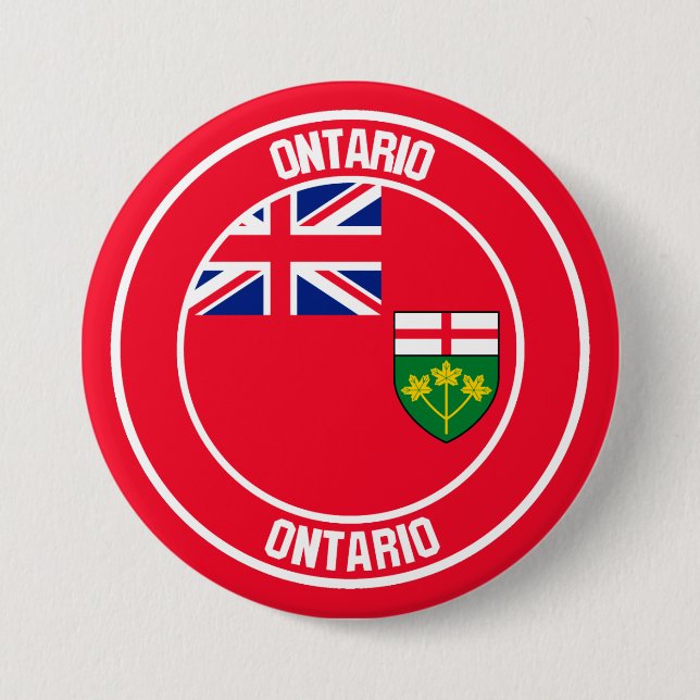 Macaron Rond 7,6 Cm Emblème rond de l'Ontario (Devant)