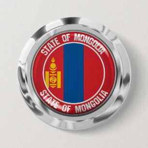 Macaron Rond 7,6 Cm Emblème rond de Mongolie