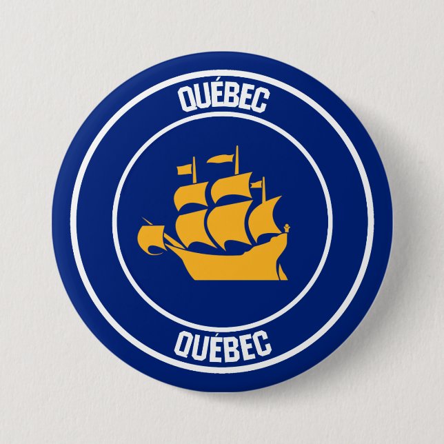 Macaron Rond 7,6 Cm Emblème rond de Québec (Devant)