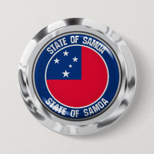 Macaron Rond 7,6 Cm Emblème rond de Samoa