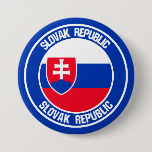 Macaron Rond 7,6 Cm Emblème rond de Slovaquie