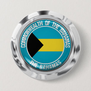 Macaron Rond 7,6 Cm Emblème rond des Bahamas