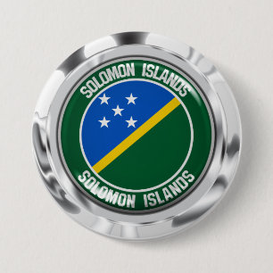 Macaron Rond 7,6 Cm Emblème rond des Îles Salomon
