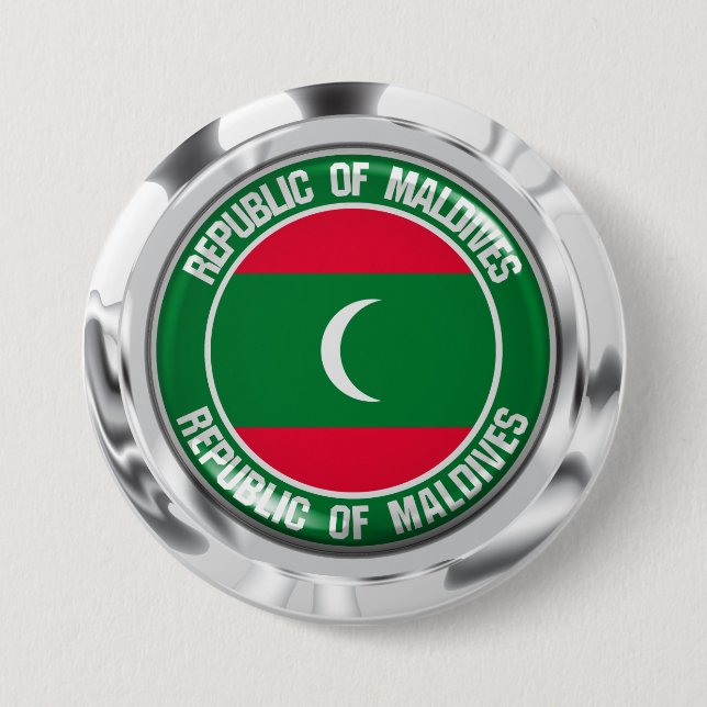 Macaron Rond 7,6 Cm Emblème rond des Maldives (Devant)