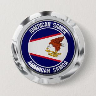 Macaron Rond 7,6 Cm Emblème rond des Samoa américaines