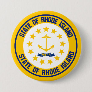 Macaron Rond 7,6 Cm Emblème rond d'Île de Rhode