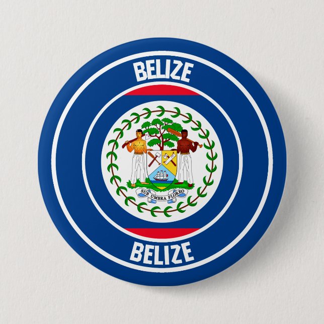 Macaron Rond 7,6 Cm Emblème rond du Belize (Devant)