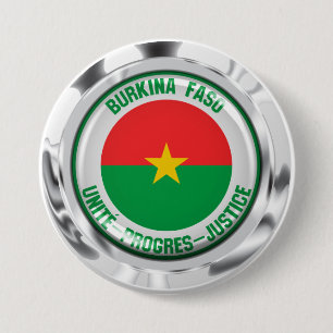 Macaron Rond 7,6 Cm Emblème rond du Burkina Faso