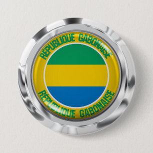 Macaron Rond 7,6 Cm Emblème rond du Gabon