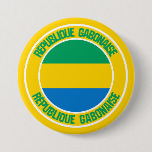 Macaron Rond 7,6 Cm Emblème rond du Gabon