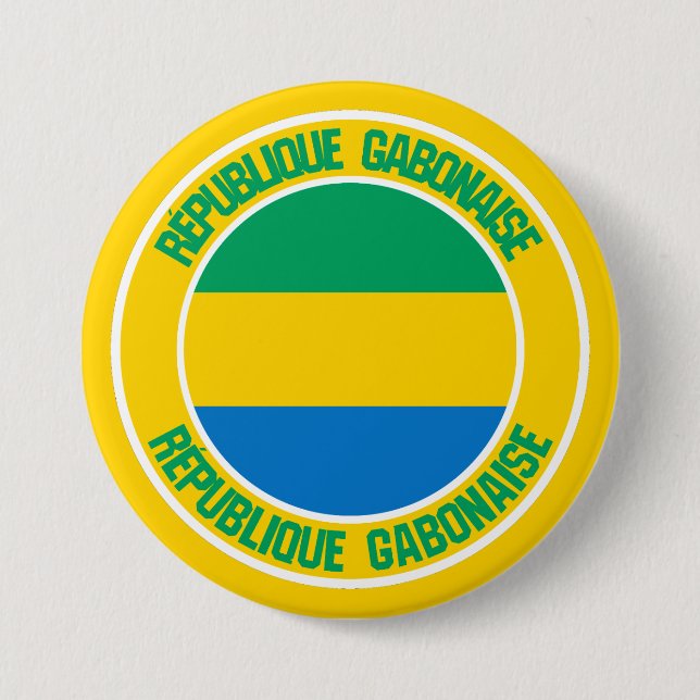 Macaron Rond 7,6 Cm Emblème rond du Gabon (Devant)