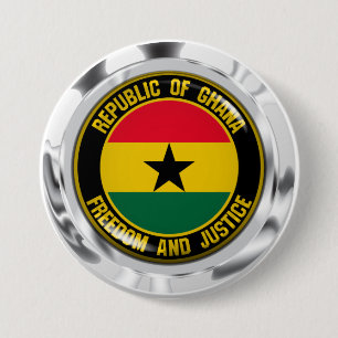 Macaron Rond 7,6 Cm Emblème rond du Ghana