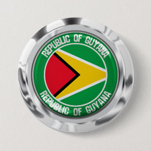 Macaron Rond 7,6 Cm Emblème rond du Guyana