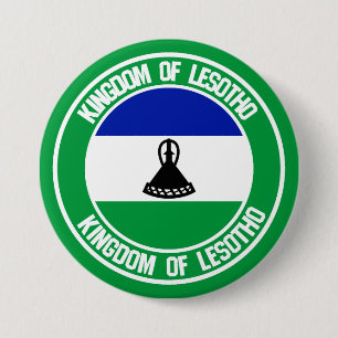 Macaron Rond 7,6 Cm Emblème rond du Lesotho