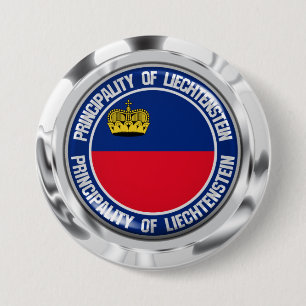 Macaron Rond 7,6 Cm Emblème rond du Liechtenstein