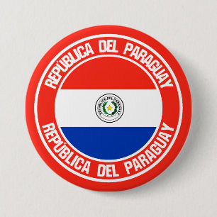 Macaron Rond 7,6 Cm Emblème rond du Paraguay