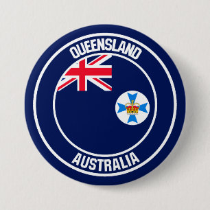 Macaron Rond 7,6 Cm Emblème rond du Queensland