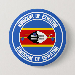 Macaron Rond 7,6 Cm Emblème rond du Swaziland ( Eswatini )