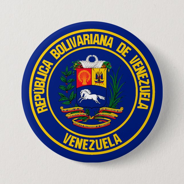 Macaron Rond 7,6 Cm Emblème rond du Venezuela (Devant)
