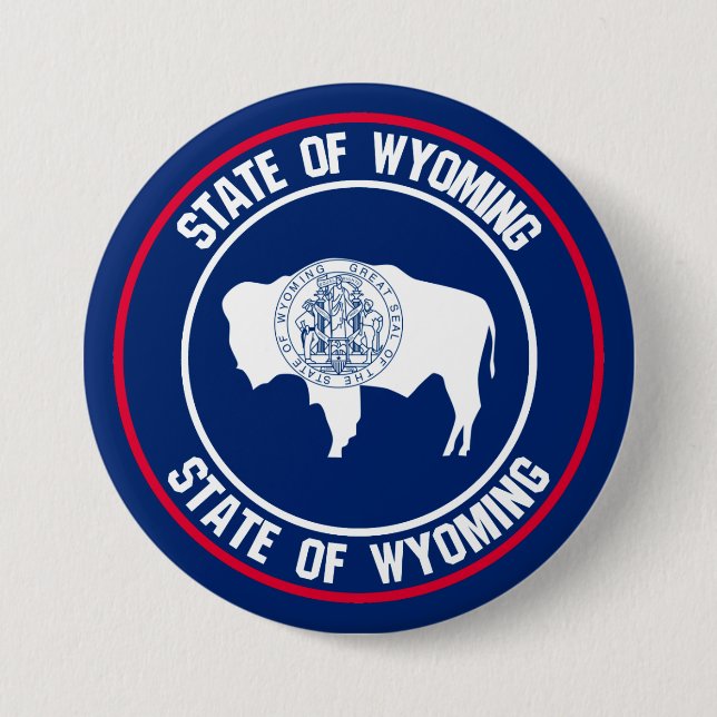Macaron Rond 7,6 Cm Emblème rond du Wyoming (Devant)
