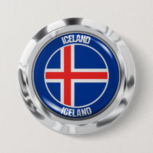 Macaron Rond 7,6 Cm Emblème rond Islande
