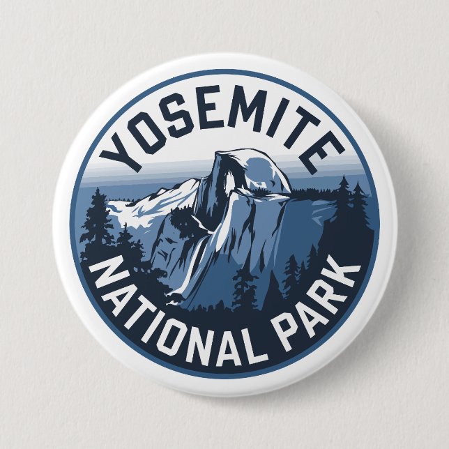 Macaron Rond 7,6 Cm Emblème rond Yosemite demi-dôme (Devant)