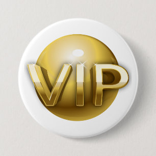 Macaron Rond 7,6 Cm Emblème VIP Luxe 3D Or