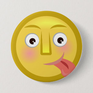 Macaron Rond 7,6 Cm Émoji Langue Sortie Visage Drôle Rigolo