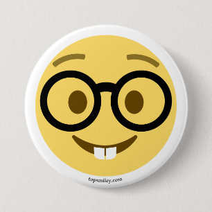 Macaron Rond 7,6 Cm Emoji Nerd avec lunettes et dents de lapin