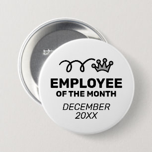 Macaron Rond 7,6 Cm Employee of the month button with crown