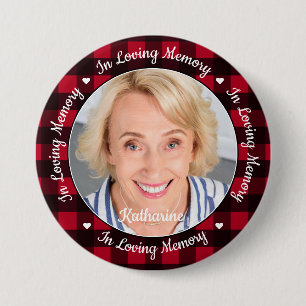 Macaron Rond 7,6 Cm En Mémoire Amour Rouge Plaid Photo personnalisée M