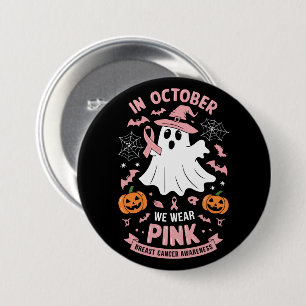 Macaron Rond 7,6 Cm En Octobre Nous Portons Rose Sorcière Fantôme Canc