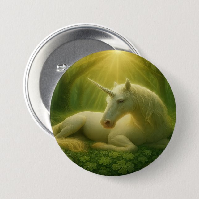 Macaron Rond 7,6 Cm Enchanted Unicorn Button (Devant & derrière)