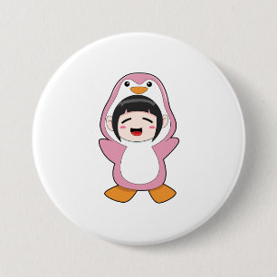 Macaron Rond 7,6 Cm Enfant avec costume de pingouin
