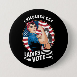 Macaron Rond 7,6 Cm Enfant Femme Chat Voter Vintage Rosie Le Rivete