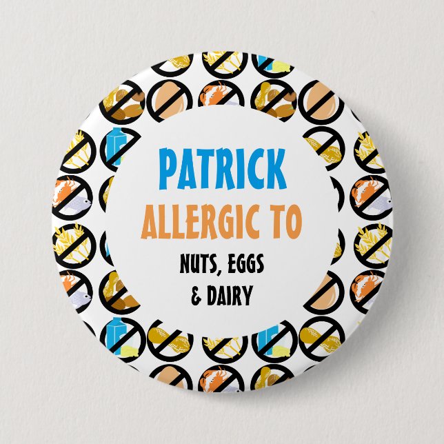 Macaron Rond 7,6 Cm Enfants Allergies alimentaires multiples personnal (Devant)