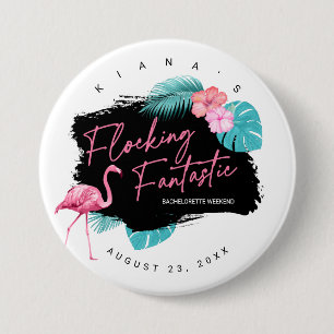 Macaron Rond 7,6 Cm Enterrement de vie de jeune fille Flamingo Flock F