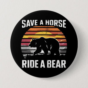 Macaron Rond 7,6 Cm Épargnez un cheval, montez un ours, communauté d'o
