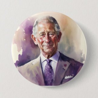 Macaron Rond 7,6 Cm Épingle de couronnement King Charles III
