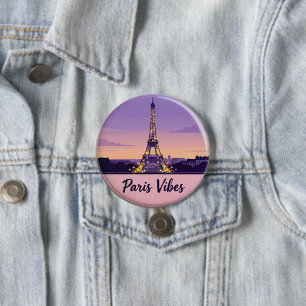 Macaron Rond 7,6 Cm Épingle de voyage Paris Vibes – Tour Eiffel romant
