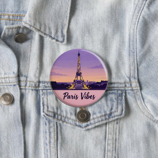 Macaron Rond 7,6 Cm Épingle de voyage Paris Vibes – Tour Eiffel romant