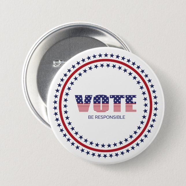 Macaron Rond 7,6 Cm Épingle du bouton de vote (Devant & derrière)