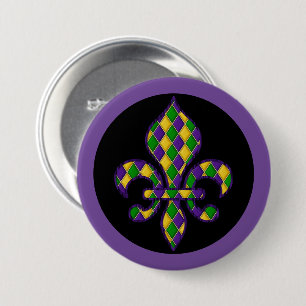 Macaron Rond 7,6 Cm Épingle du bouton Mardi Gras