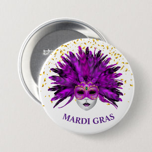Macaron Rond 7,6 Cm Épingle du bouton Mardi Gras