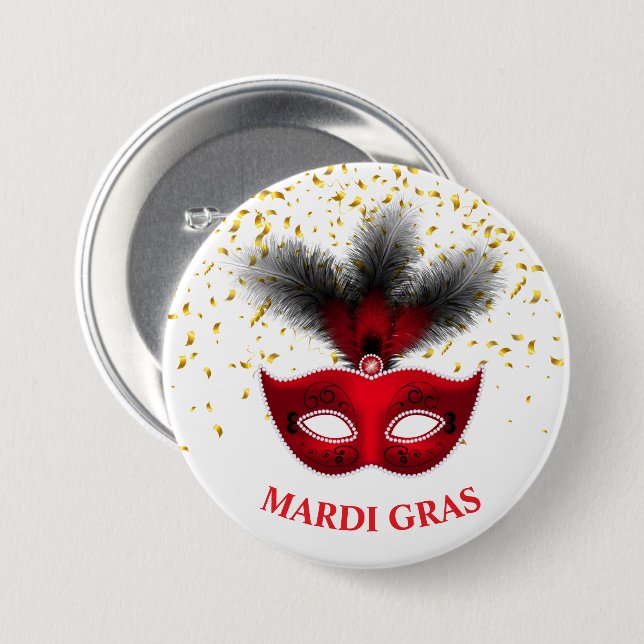 Macaron Rond 7,6 Cm Épingle du bouton Mardi Gras (Devant & derrière)