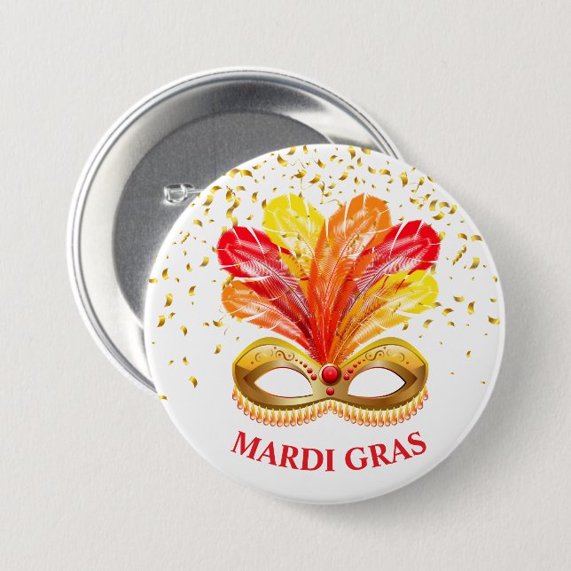 Macaron Rond 7,6 Cm Épingle du bouton Mardi Gras (Devant & derrière)