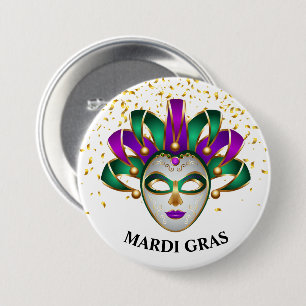 Macaron Rond 7,6 Cm Épingle du bouton Mardi Gras