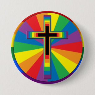 Macaron Rond 7,6 Cm Épinglette de fierté gay chrétienne,