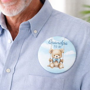 Macaron Rond 7,6 Cm Épinglette Ourson Grand-Père à Venir Oh Boy